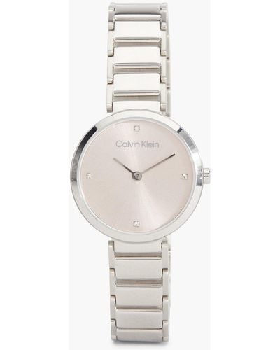 Calvin Klein Watch - Minimalistic T Bar - - Silver - Women - One Size - White