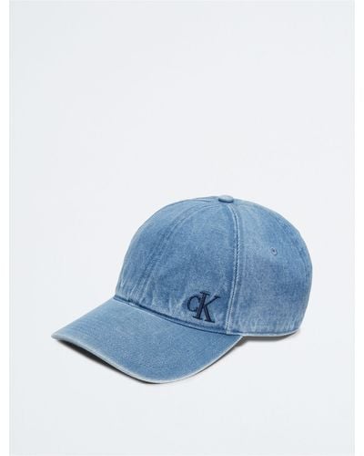 Calvin Klein Washed Denim Embroidered Logo Baseball Cap - Blue