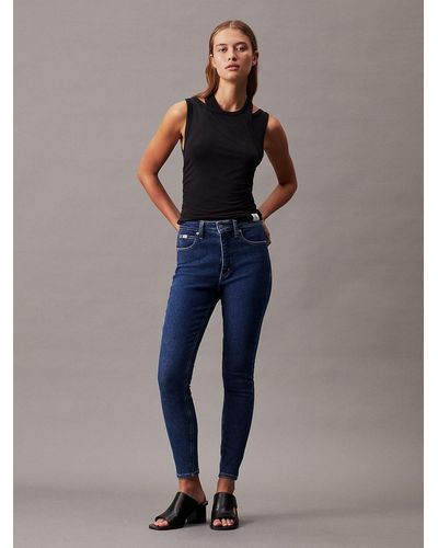 Calvin Klein Jean Super Skinny High Rise Longueur Cheville - Bleu