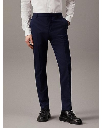 Calvin Klein Pantalones de traje slim de lana el�stica - Azul