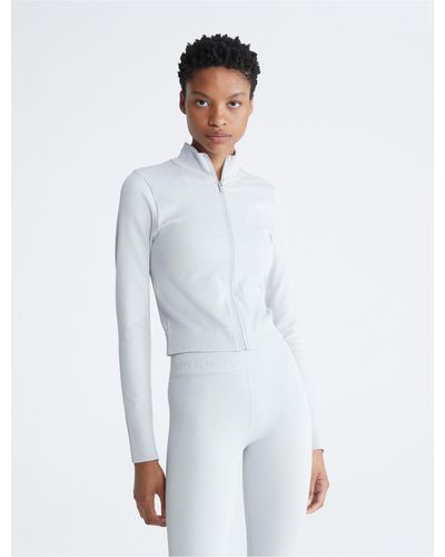 Calvin Klein Performance Seamless Mock Neck Jacket - White