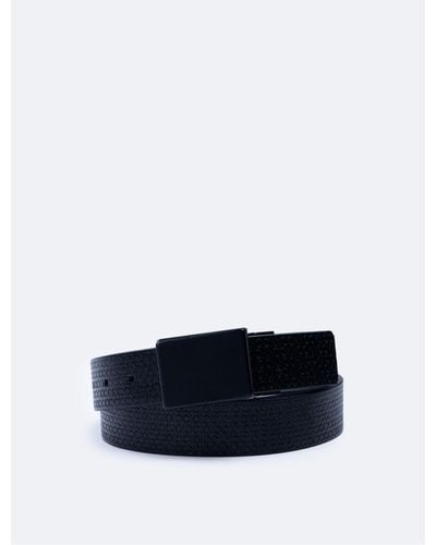 Calvin Klein Monogram Logo Plaque Webbing Belt - Black