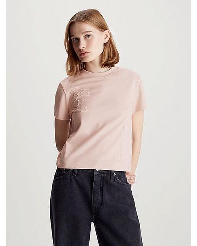 Calvin Klein Cropped T-shirt Met Multi-logo - Meerkleurig
