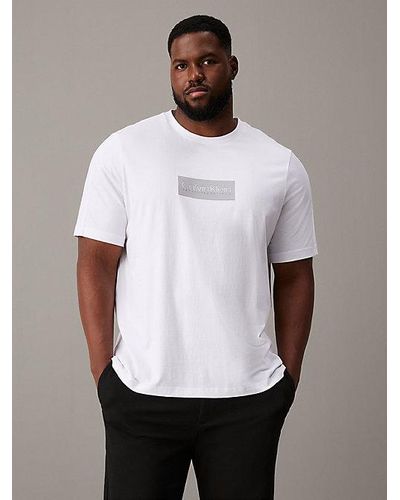 Calvin Klein Grote Maat Katoenen T-shirt Met Logo - Wit
