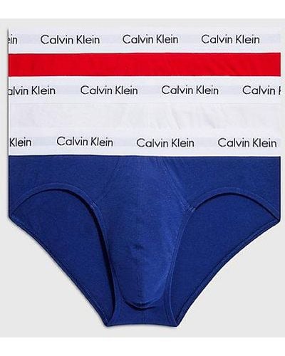 Calvin Klein 3-pack Slips - Cotton Stretch - Blauw