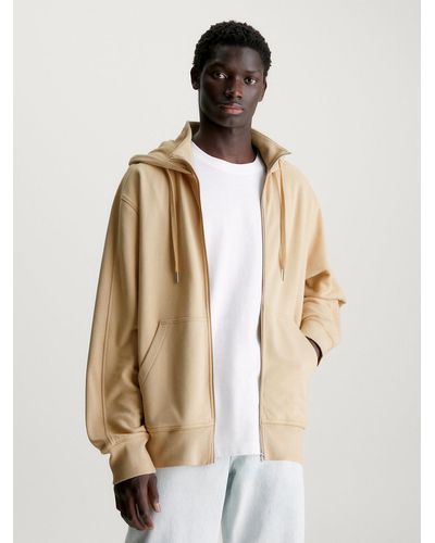Calvin Klein Sweat-shirt à capuche surdimensionné et zippé - Neutre
