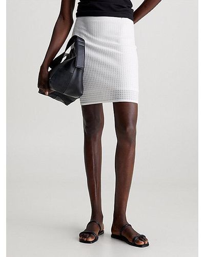 Calvin Klein Mini Kokerrok Met Textuur - Wit