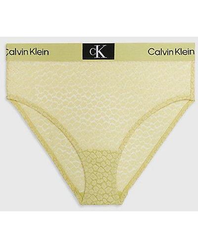 Calvin Klein Bikini Slip Kant Met Hoge Taille - Ck96 - Geel