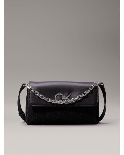 Calvin Klein Small Logo Jacquard Crossbody Bag - Black