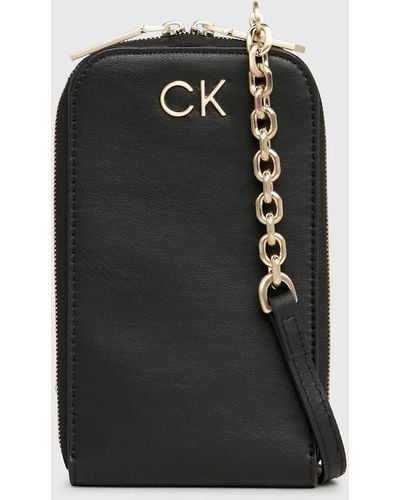 Calvin Klein Pochette pour téléphone en bandoulière avec portefeuille - Noir