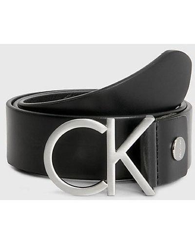 Calvin Klein Leather Logo Belt - - Black - Women - 90 Cm - Zwart