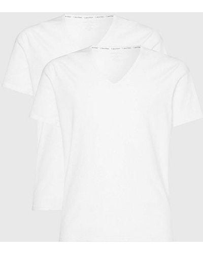 Calvin Klein 2 Pack Lounge T-shirts - Modern Cotton - - White - Men - L - Blanco