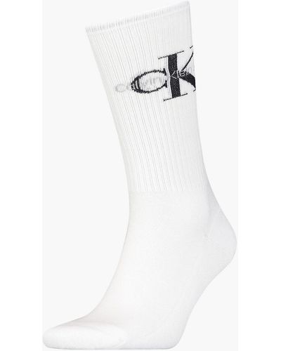Calvin Klein Logo Crew Socks - White
