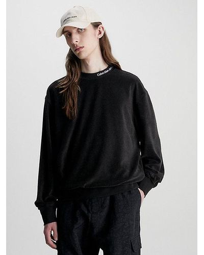 Calvin Klein Lässiges Sweatshirt aus Frottee - Schwarz