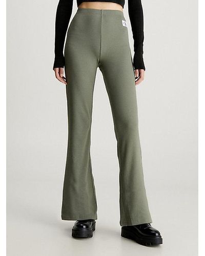 Calvin Klein Pantalón de chándal recto de canalé - Verde