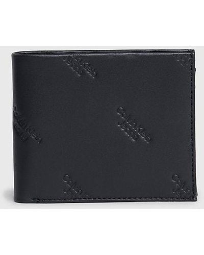 Calvin Klein Cartera de piel con compartimento para billetes RFID con logo - Negro