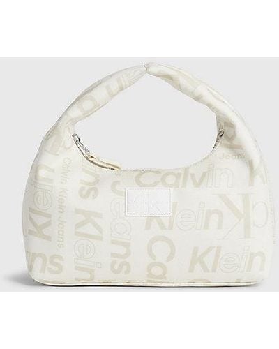 Calvin Klein Bolso de hombro infantil con logo en todo el artículo - Blanco