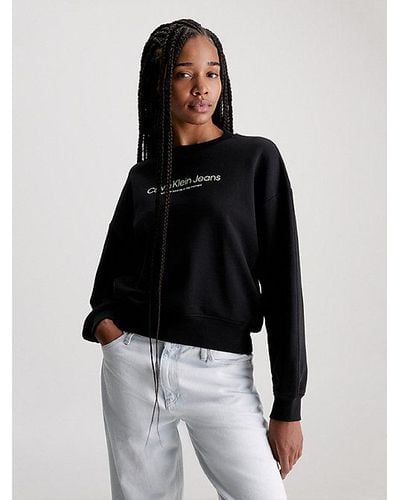 Calvin Klein Lässiges Sweatshirt mit grafischem Print - Schwarz