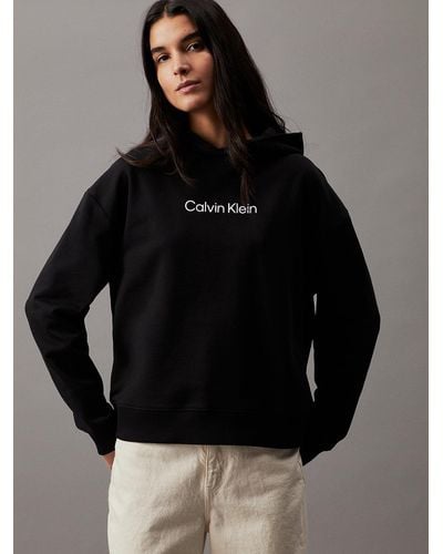 Calvin Klein Cotton Terry Logo Hoodie - Black