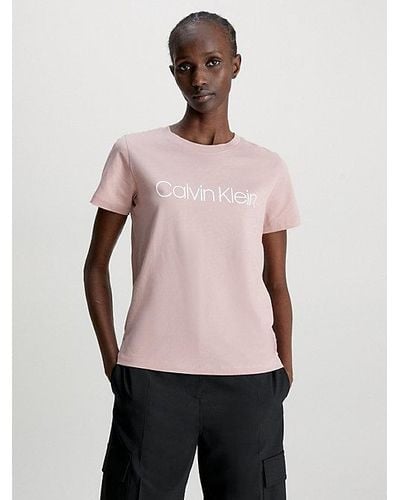 Calvin Klein Organic Cotton Logo T-shirt - - Pink - Women - Xxs - Roze