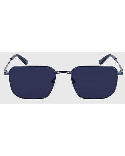 Calvin Klein Rechthoekige Zonnebril Ck23101s - Blauw