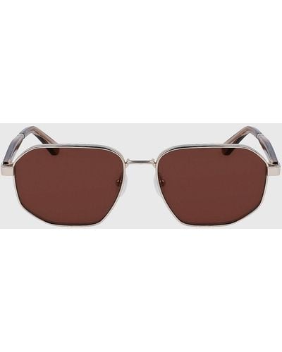 Calvin Klein Rectangle Sunglasses Ck23102s - Brown