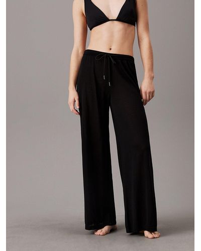 Calvin Klein Pantalon de plage en maille transparente - Noir