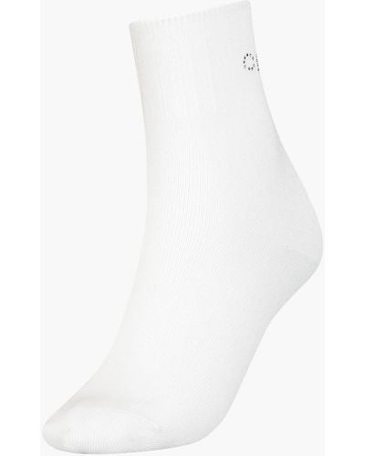 Calvin Klein Crystal Logo Crew Socks - - White - Women - One Size - Blanc