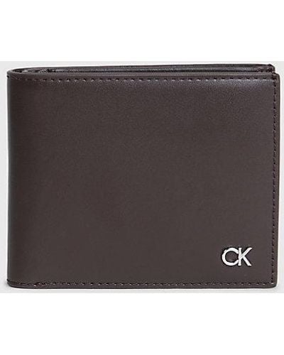 Calvin Klein Cartera de piel con compartimento para billetes y monedero y RFID - Negro