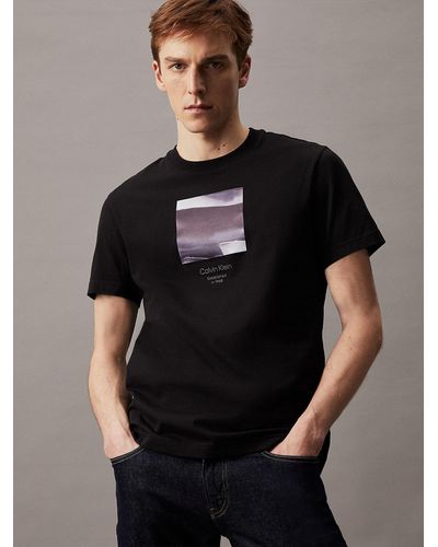Calvin Klein T-shirt avec imprimé graphique flouté - Noir