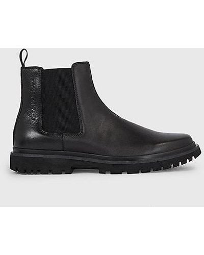 Calvin Klein Leren Chelsea Boots - Zwart