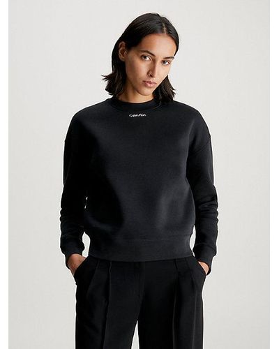 Calvin Klein Lässiges Sweatshirt aus Baumwoll-Frottee - Schwarz