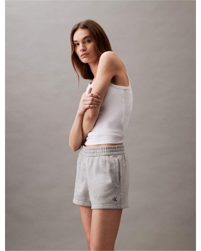 Calvin Klein Archive Logo Fleece Shorts - Gray