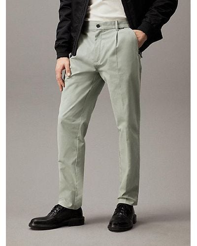 Calvin Klein Tapered Geplooide Twill Pantalon - Grijs