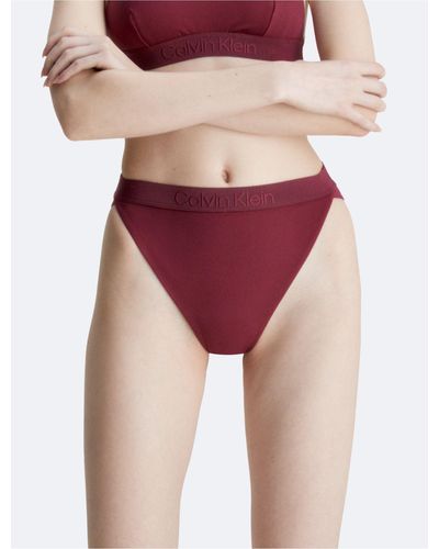 Calvin Klein Core Tonal High Waist Bikini Bottom - Red