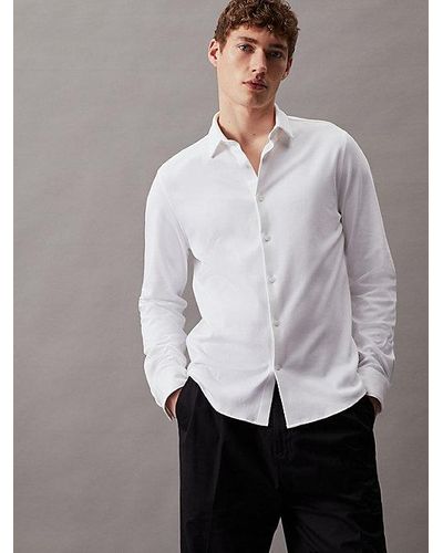 Calvin Klein Slim Glad Jersey Overhemd - Grijs