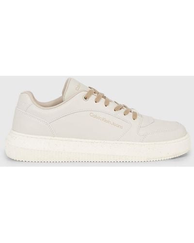 Calvin Klein Faux Leather Trainers - Natural