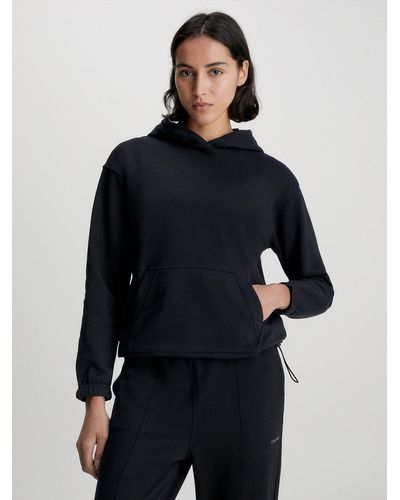 Calvin Klein Sweat-shirt à capuche en tissu éponge de coton - Bleu