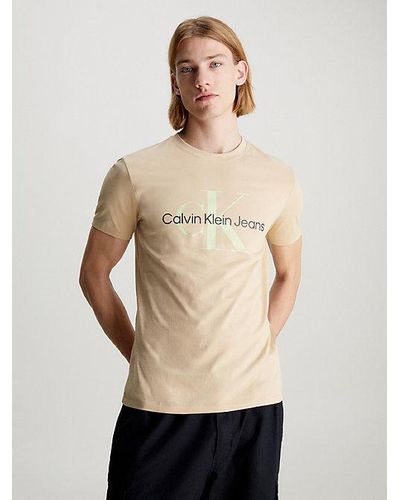 Calvin Klein Slim T-shirt Met Monogram - Wit