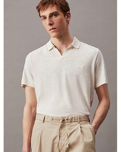 Calvin Klein Poloshirt aus Baumwolle und Leinen - Grau