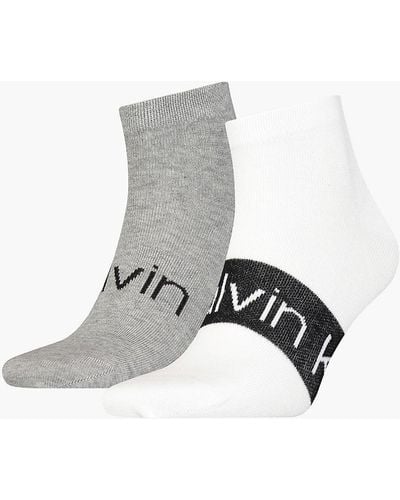 Calvin Klein 2 Pack Logo Ankle Socks - White