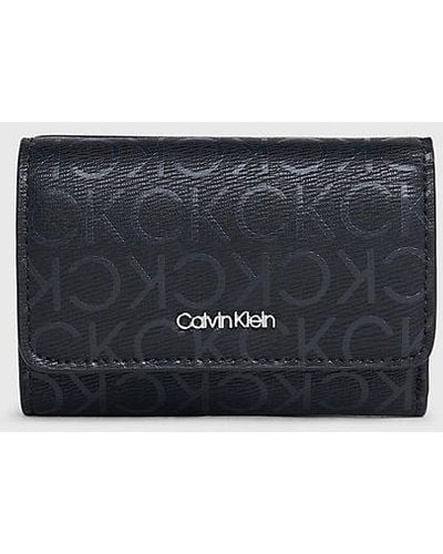 Calvin Klein Rfid Portemonnee In Drieën Gevouwen Met Logo - Blauw