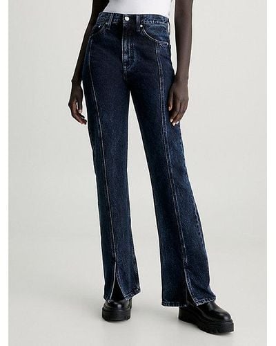 Calvin Klein Bootcut Jeans Met Splitzoom - Blauw
