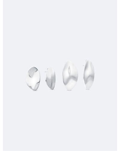 Calvin Klein Round Asymmetric Earrings - White