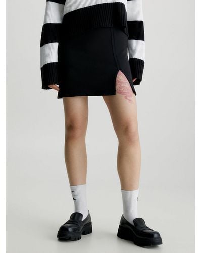 Calvin Klein Mini-jupe slim côtelée - Noir