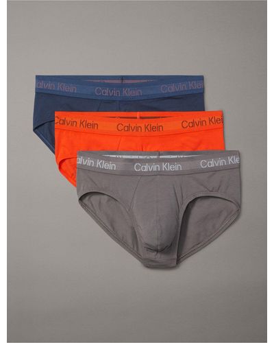Calvin Klein Stencil Logo Cotton Stretch 3-pack Hip Brief - Gray