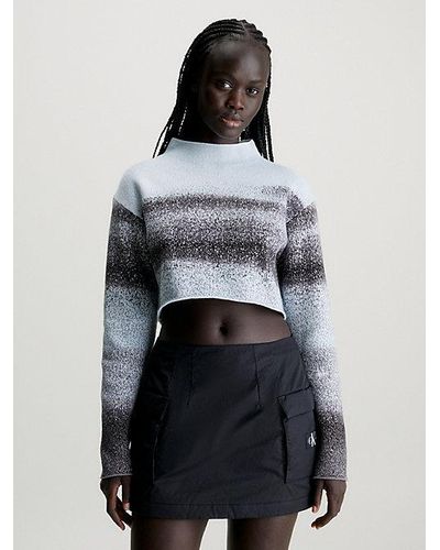 Calvin Klein Cropped Strick-Pullover aus Jacquard - Mehrfarbig