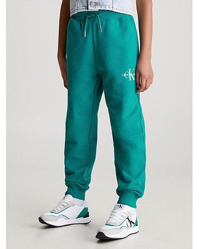 Calvin Klein Pantalón de chándal holgado infantil de felpa - Verde