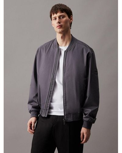 Calvin Klein Sateen Stretch Bomber Jacket - Grey