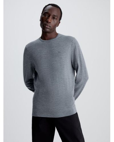 Calvin Klein Pull en laine mérinos - Gris